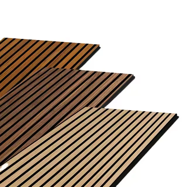 Wooden slat acoustic panel for interior wall