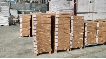 Packaged PET acoustic panels ready for shipment